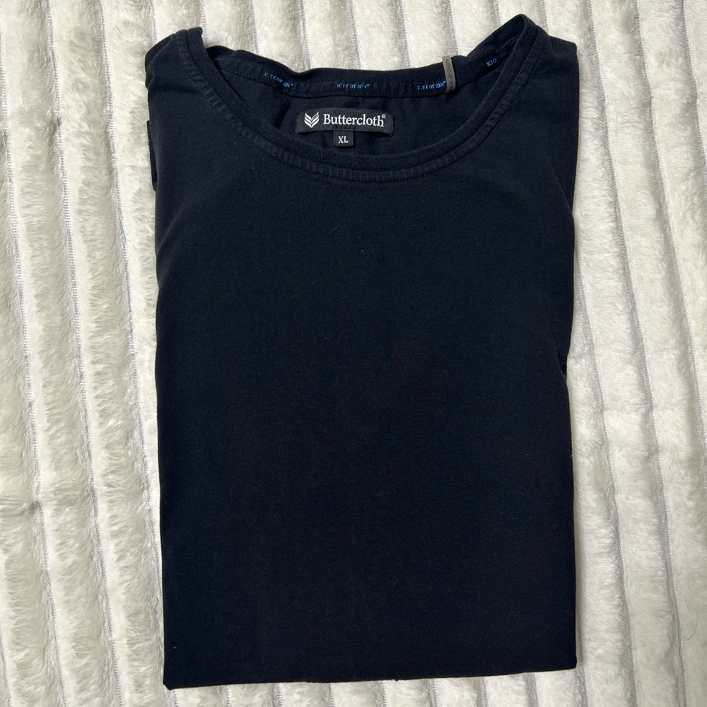 Buttercloth Men’s Icy Cotton Crew Neck Black T-shirt Size XL